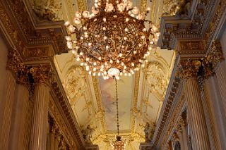 28 Golden Room Salon Dorado Ceiling, Chandelier, Chairs Teatro Colon Buenos Aires